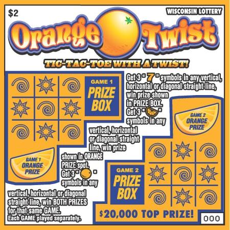 Orange Twist instant scratch ticket from Wisconsin Lottery - unscratched