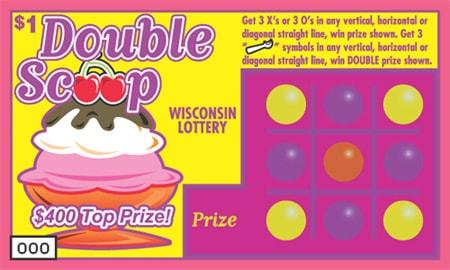 Double Scoop instant scratch ticket from Wisconsin Lottery - unscratched