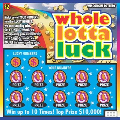 Whole Lotta Luck instant scratch ticket from Wisconsin Lottery - unscratched