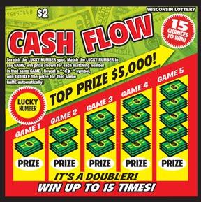 Cash Flow instant scratch ticket from Wisconsin Lottery - unscratched