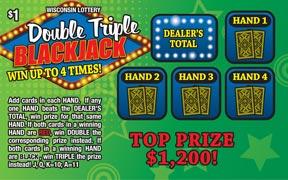 Double Triple Blackjack instant scratch ticket from Wisconsin Lottery - unscratched