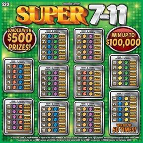 Super 7-11 instant scratch ticket from Wisconsin Lottery - unscratched