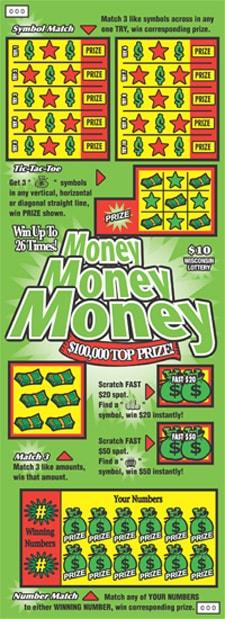 Money Money Money instant scratch ticket from Wisconsin Lottery - unscratched