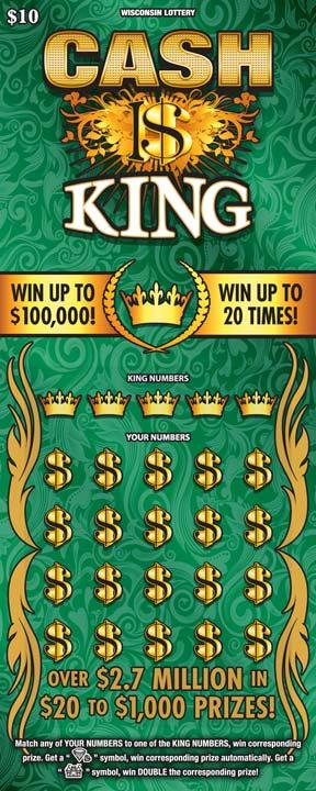 Cash is King instant scratch ticket from Wisconsin Lottery - unscratched