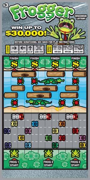 Frogger instant scratch ticket from Wisconsin Lottery - unscratched