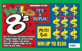 Wild 8's instant scratch ticket from Wisconsin Lottery - unscratched
