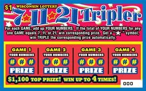 7-11-21 Tripler instant scratch ticket from Wisconsin Lottery - unscratched