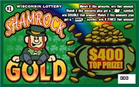 Shamrock Gold instant scratch ticket from Wisconsin Lottery - unscratched