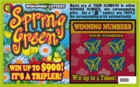 Spring Green instant scratch ticket from Wisconsin Lottery - unscratched