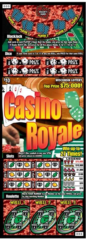Casino Royale instant scratch ticket from Wisconsin Lottery - unscratched