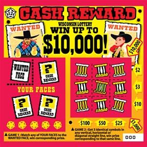 Cash Reward instant scratch ticket from Wisconsin Lottery - unscratched