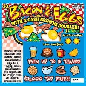 Bacon and Eggs instant scratch ticket from Wisconsin Lottery - unscratched