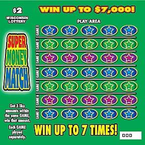 Super Money Match instant scratch ticket from Wisconsin Lottery - unscratched