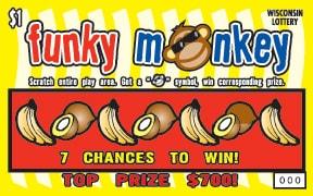Funky Monkey instant scratch ticket from Wisconsin Lottery - unscratched