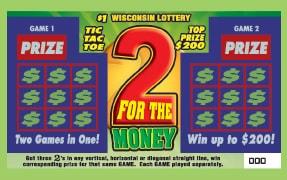 2 for the Money instant scratch ticket from Wisconsin Lottery - unscratched