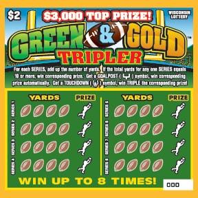 Green and Gold Tripler instant scratch ticket from Wisconsin Lottery - unscratched
