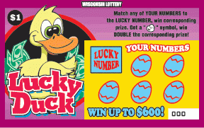 Lucky Duck instant scratch ticket from Wisconsin Lottery - unscratched