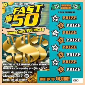 Fast $50 instant scratch ticket from Wisconsin Lottery - unscratched