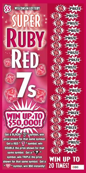 Super Ruby Red 7s instant scratch ticket from Wisconsin Lottery - unscratched