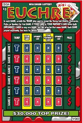 Euchre instant scratch ticket from Wisconsin Lottery - unscratched