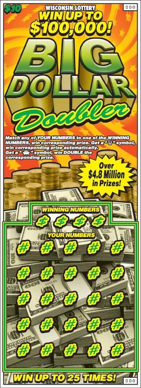 Big Dollar Doubler instant scratch ticket from Wisconsin Lottery - unscratched