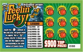 Feelin' Lucky instant scratch ticket from Wisconsin Lottery - unscratched