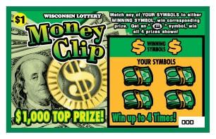 Money Clip instant scratch ticket from Wisconsin Lottery - unscratched