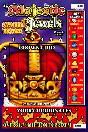 Majestic Jewels instant scratch ticket from Wisconsin Lottery - unscratched