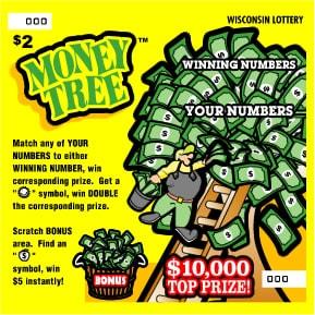 Money Tree instant scratch ticket from Wisconsin Lottery - unscratched