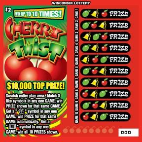 Cherry Twist instant scratch ticket from Wisconsin Lottery - unscratched