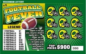 Football Fever instant scratch ticket from Wisconsin Lottery - unscratched