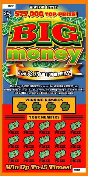 Big Money instant scratch ticket from Wisconsin Lottery - unscratched