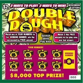 Double Dough instant scratch ticket from Wisconsin Lottery - unscratched