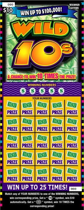 Wild 10s instant scratch ticket from Wisconsin Lottery - unscratched