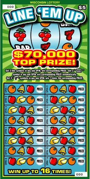 Line 'Em Up instant scratch ticket from Wisconsin Lottery - unscratched