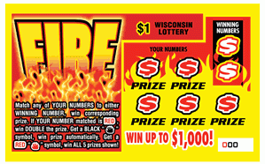 Fire and Ice instant scratch ticket from Wisconsin Lottery - unscratched