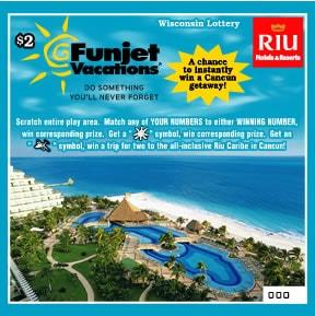 Funjet Vacations instant scratch ticket from Wisconsin Lottery - unscratched