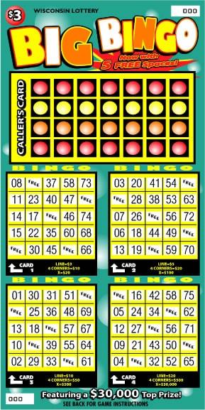 Big Bingo instant scratch ticket from Wisconsin Lottery - unscratched