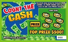 Count the Cash instant scratch ticket from Wisconsin Lottery - unscratched