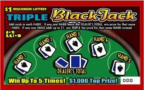 Triple Blackjack instant scratch ticket from Wisconsin Lottery - unscratched