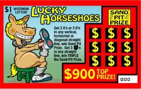 Lucky Horseshoes instant scratch ticket from Wisconsin Lottery - unscratched
