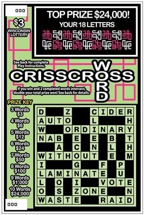 Criss-Crossword instant scratch ticket from Wisconsin Lottery - unscratched
