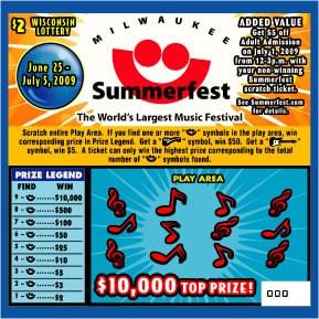 Summerfest instant scratch ticket from Wisconsin Lottery - unscratched
