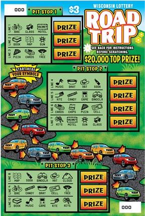 Road Trip instant scratch ticket from Wisconsin Lottery - unscratched