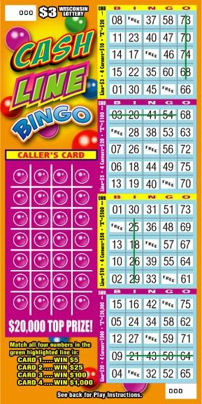 Cash Line Bingo instant scratch ticket from Wisconsin Lottery - unscratched