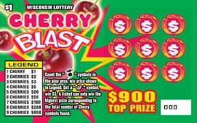 Cherry Blast instant scratch ticket from Wisconsin Lottery - unscratched