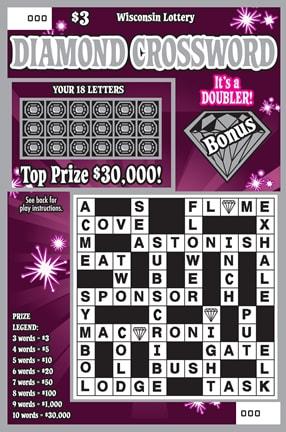 Diamond Crossword instant scratch ticket from Wisconsin Lottery - unscratched