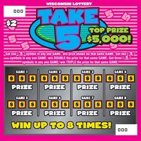 Take 5 instant scratch ticket from Wisconsin Lottery - unscratched