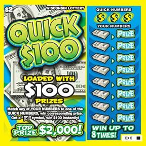 Quick $100 instant scratch ticket from Wisconsin Lottery - unscratched