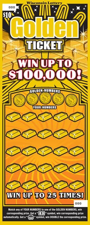 Golden Ticket instant scratch ticket from Wisconsin Lottery - unscratched